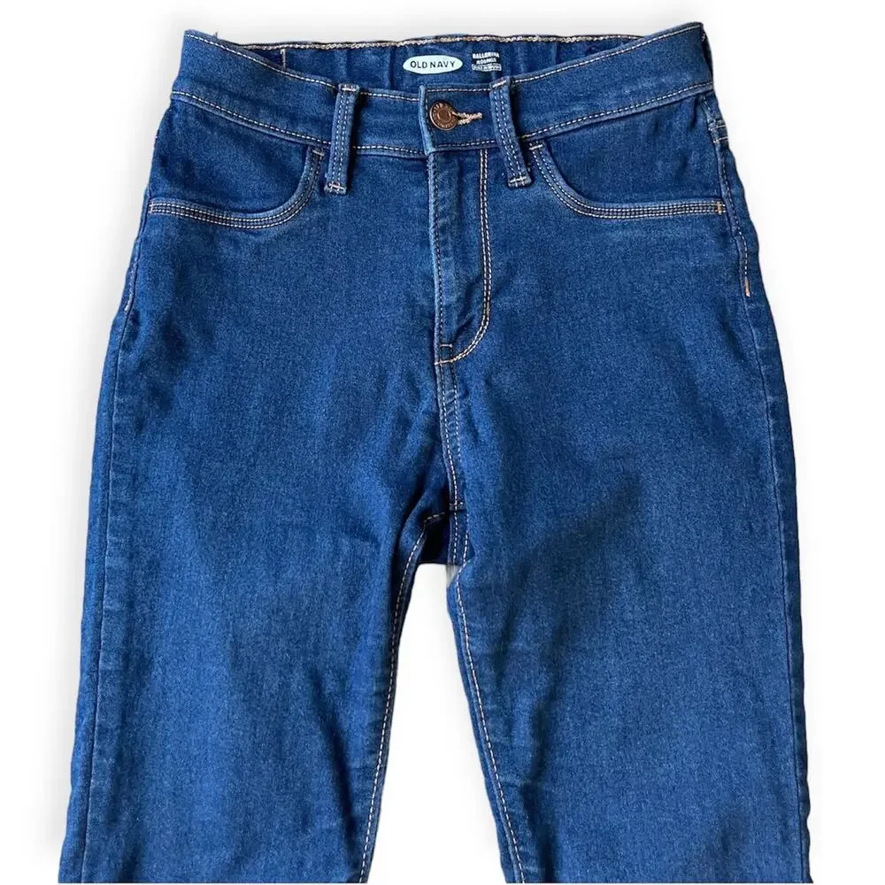 Girls 14 Old Navy Ballerina Dark Stretch Denim Jegging Jeans Adjustable Waist